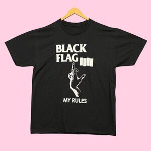 Black Flag Everything Went Black My Rules Punk Rock Band Tee XL